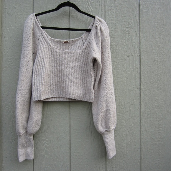 Free people sweater womens S? Cream white Katie‎ Pullover Cropped Y2K Grunge - Picture 3 of 16